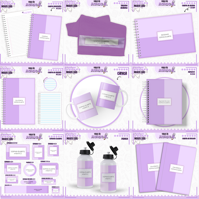 Arquivo Encadernação Kit Escolar - Lilás 1