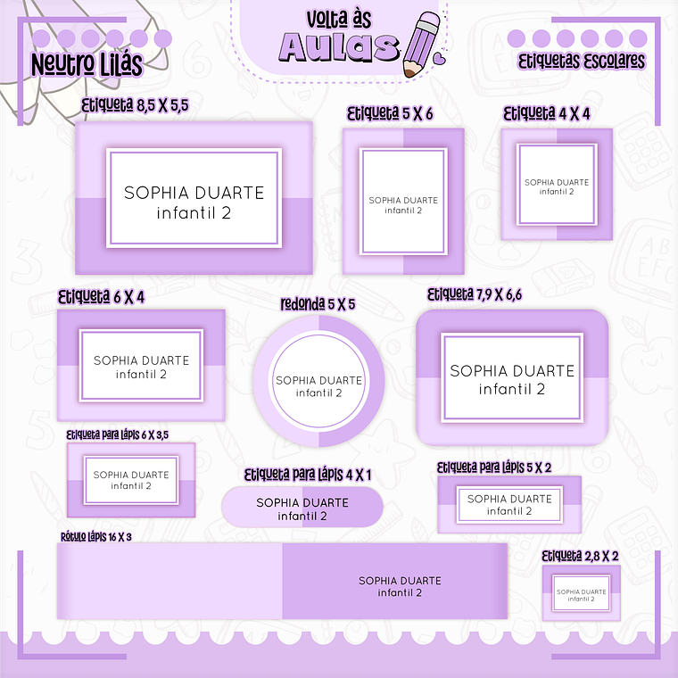 Arquivo Encadernação Kit Escolar - Lilás 13