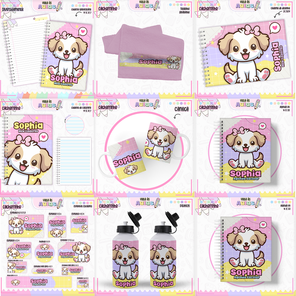 Arquivo Encadernação Kit Escolar - Cachorrinha 1
