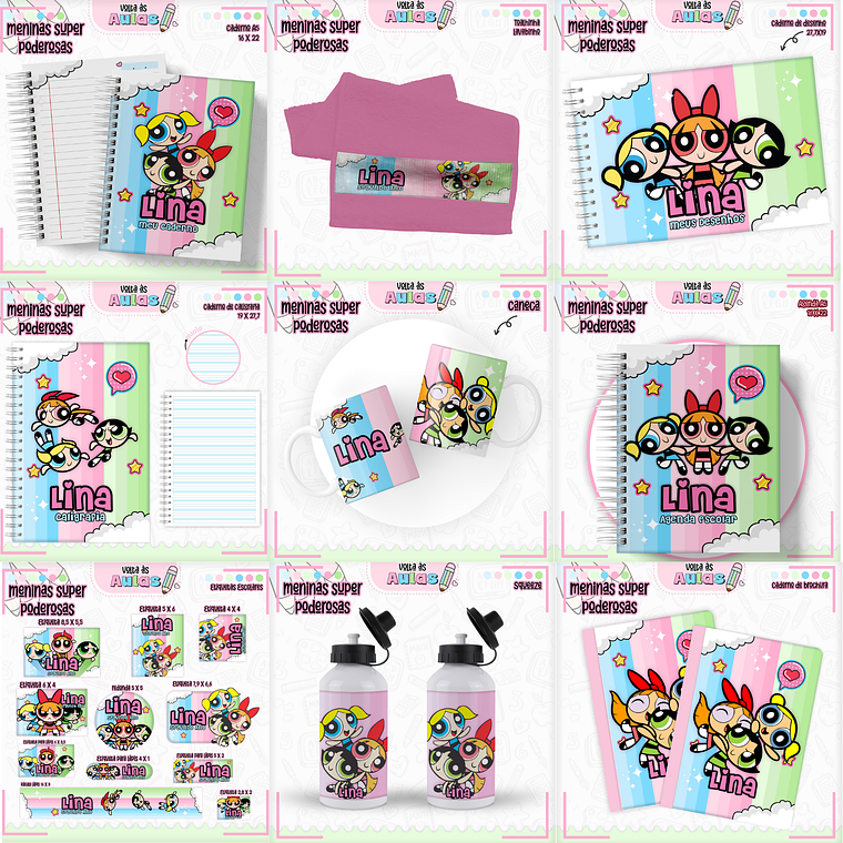 Arquivo Encadernação Kit Escolar - Super Poderosas 1