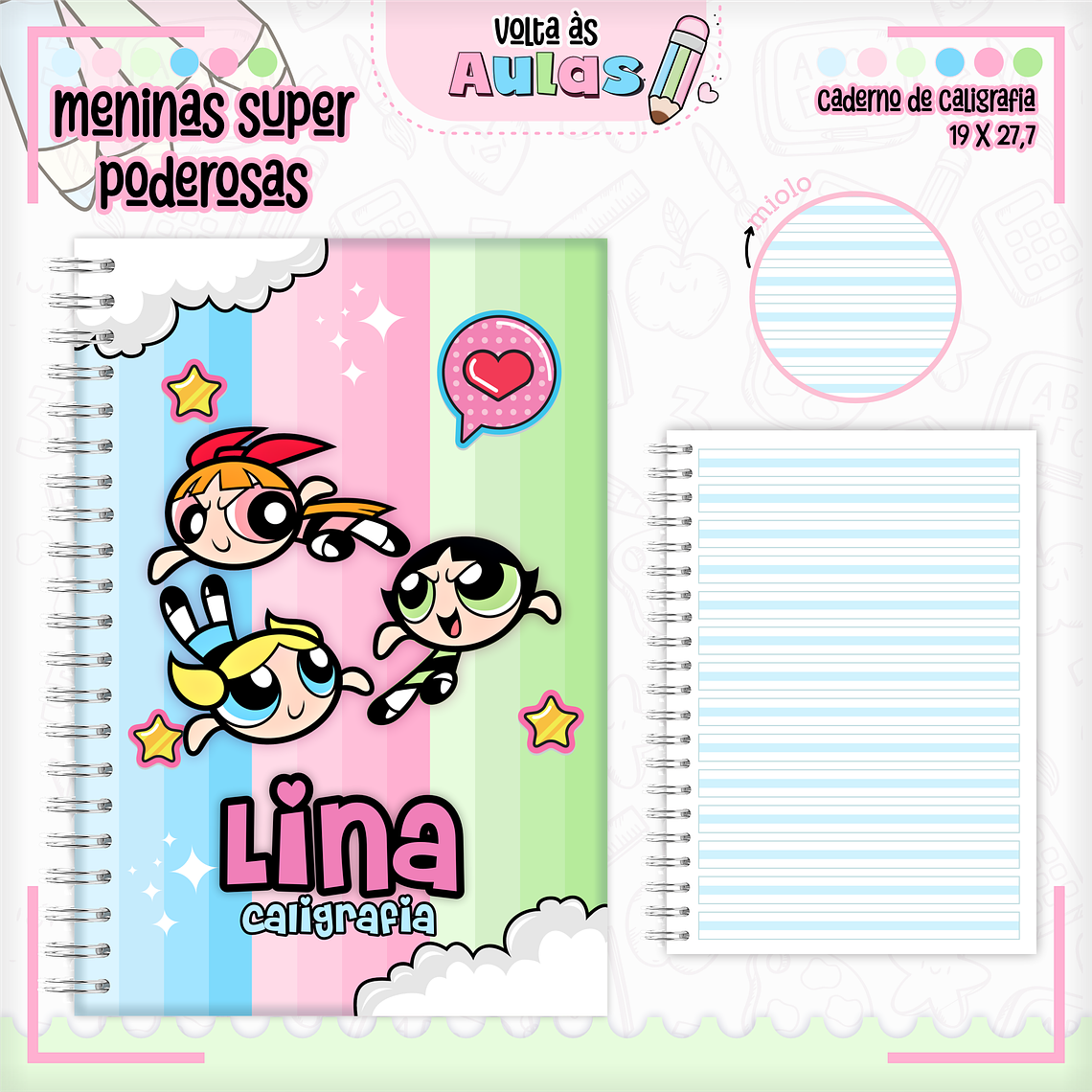 Arquivo Encadernação Kit Escolar - Super Poderosas 2