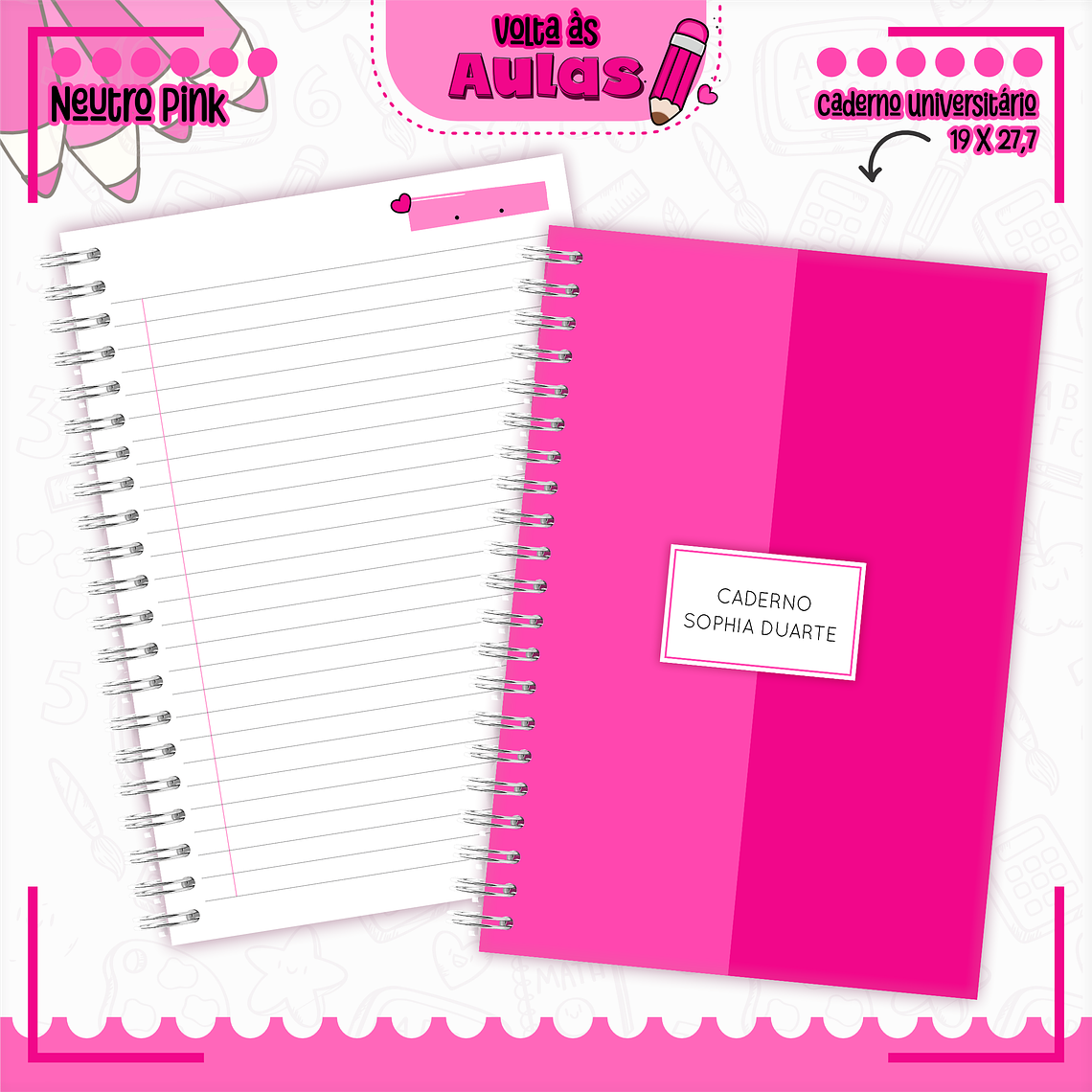 Arquivo Encadernação Kit Escolar - Neutro Pink 4
