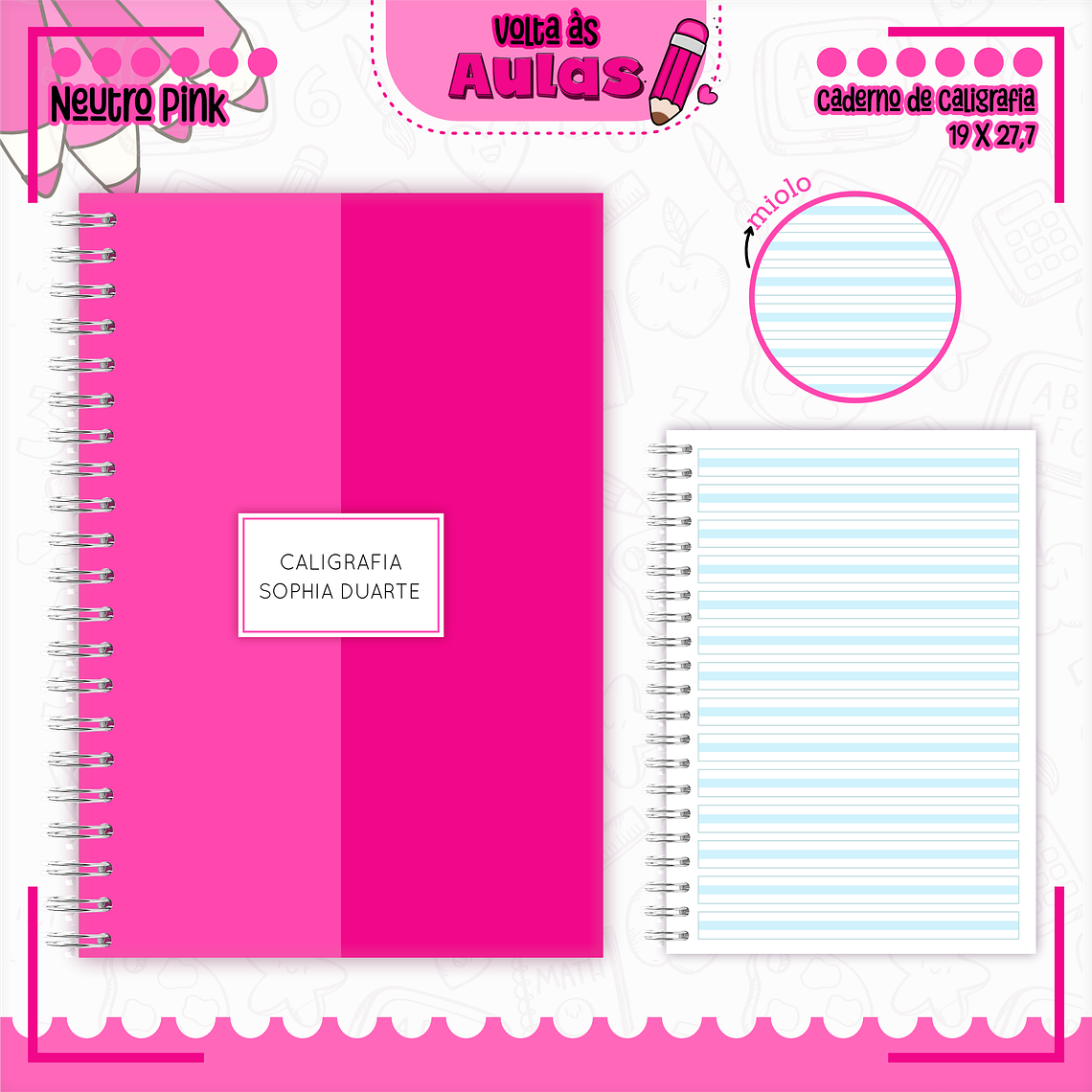 Arquivo Encadernação Kit Escolar - Neutro Pink 5