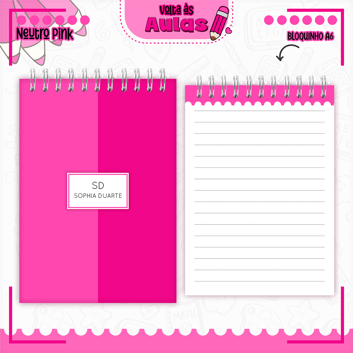 Arquivo Encadernação Kit Escolar - Neutro Pink 6