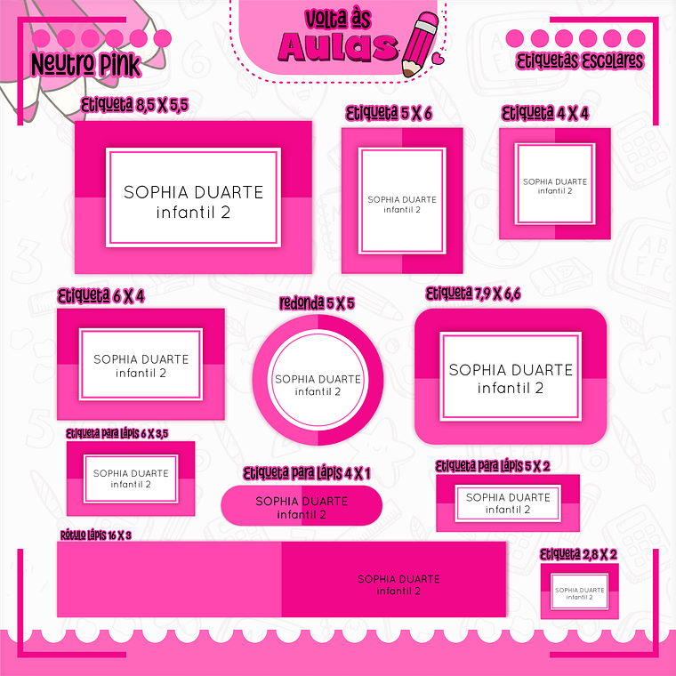 Arquivo Encadernação Kit Escolar - Neutro Pink 9
