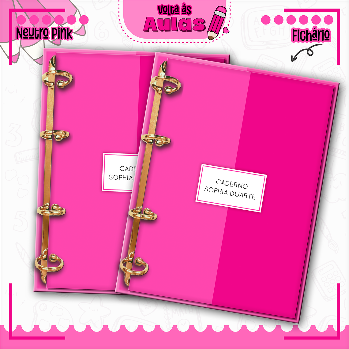 Arquivo Encadernação Kit Escolar - Neutro Pink 10