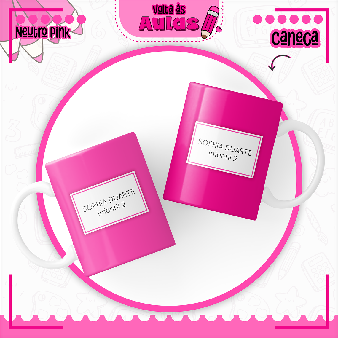 Arquivo Encadernação Kit Escolar - Neutro Pink 11