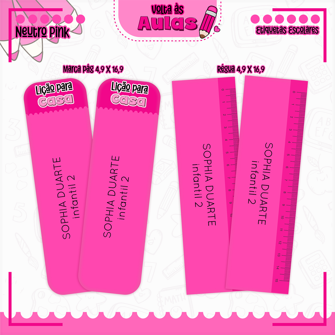 Arquivo Encadernação Kit Escolar - Neutro Pink 13