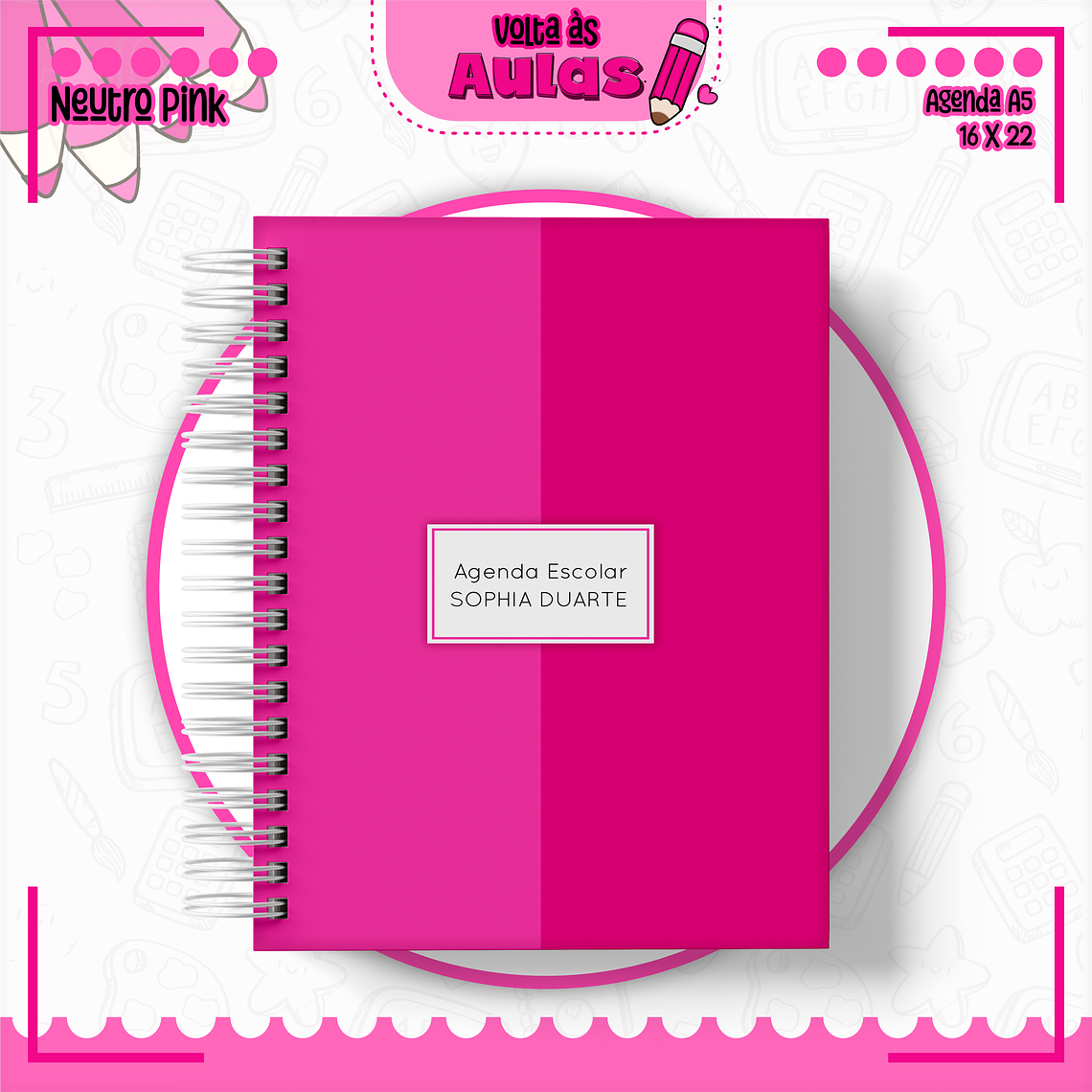 Arquivo Encadernação Kit Escolar - Neutro Pink 15