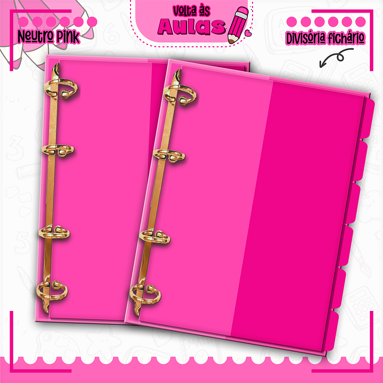 Arquivo Encadernação Kit Escolar - Neutro Pink 16