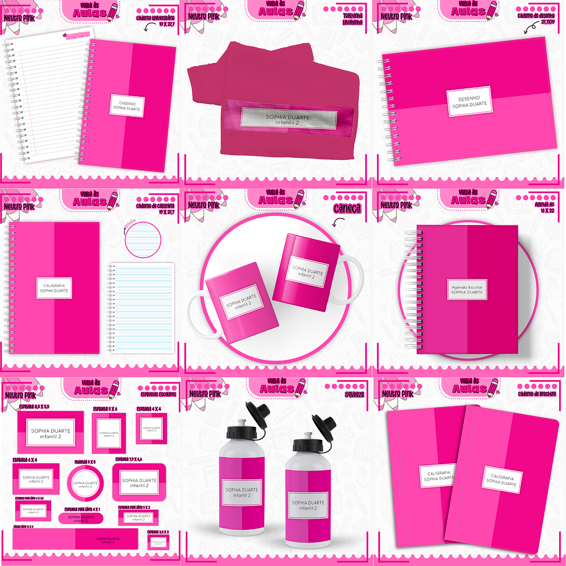 Arquivo Encadernação Kit Escolar - Neutro Pink 1