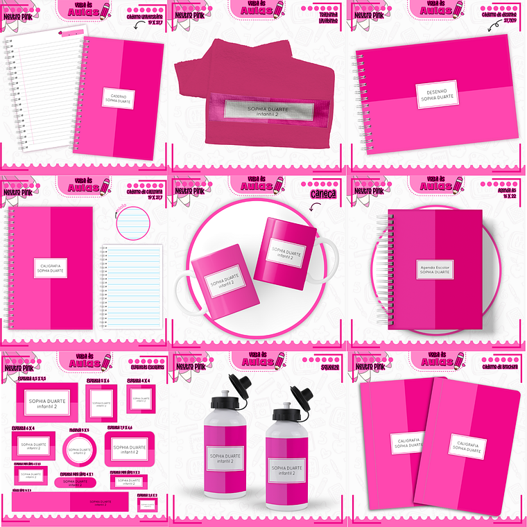 Arquivo Encadernação Kit Escolar - Neutro Pink 1