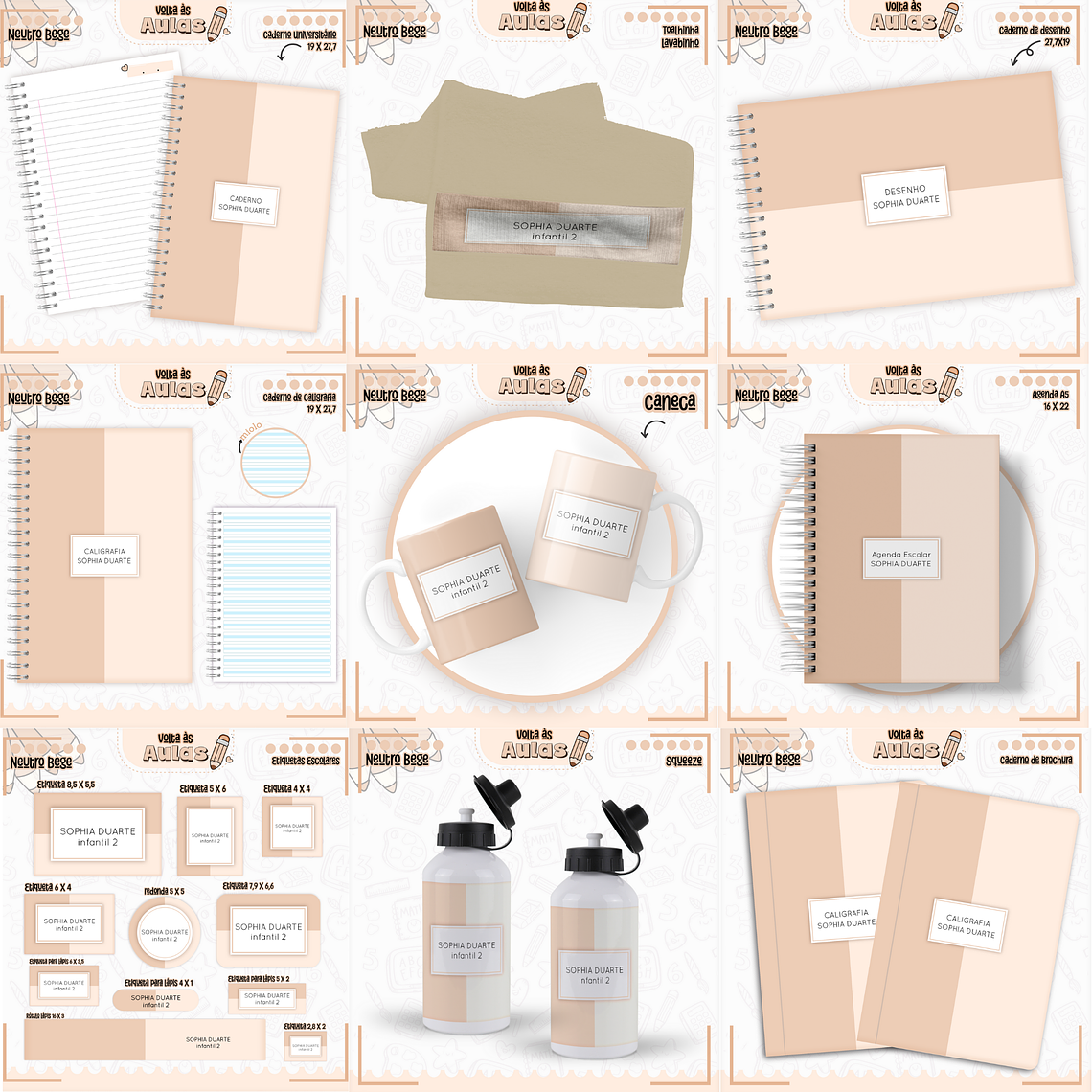 Arquivo Encadernação Kit Escolar - Neutro Bege 1