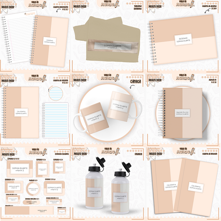 Arquivo Encadernação Kit Escolar - Neutro Bege 1