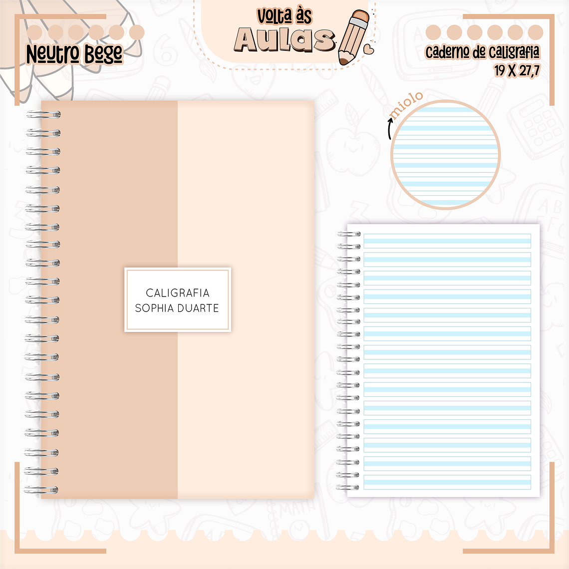 Arquivo Encadernação Kit Escolar - Neutro Bege 3