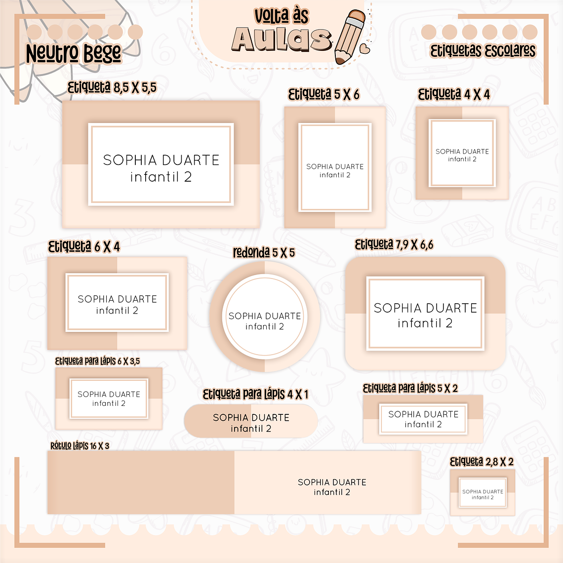 Arquivo Encadernação Kit Escolar - Neutro Bege 8