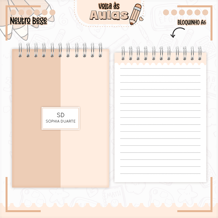 Arquivo Encadernação Kit Escolar - Neutro Bege 9