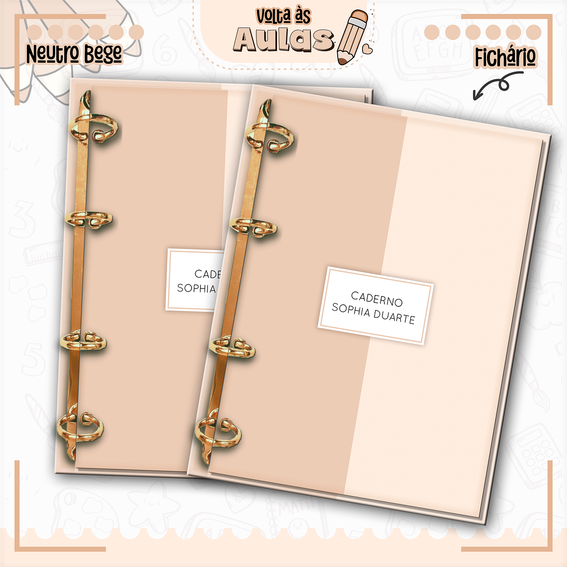 Arquivo Encadernação Kit Escolar - Neutro Bege 12