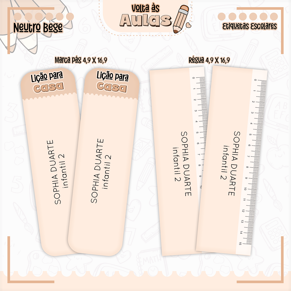 Arquivo Encadernação Kit Escolar - Neutro Bege 13