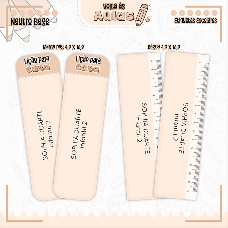 Arquivo Encadernação Kit Escolar - Neutro Bege 13