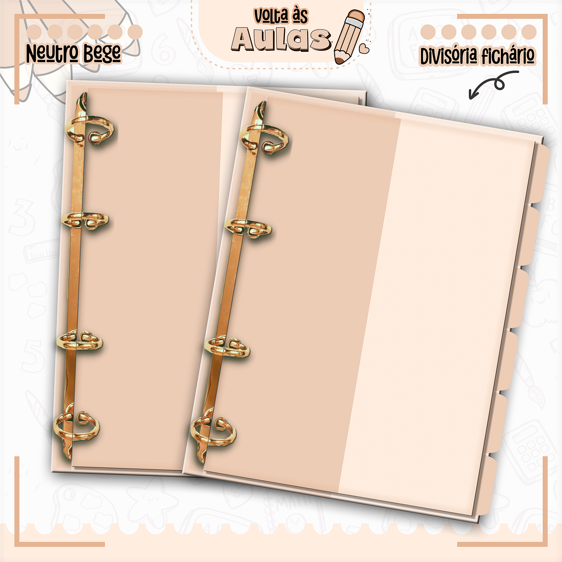 Arquivo Encadernação Kit Escolar - Neutro Bege 14