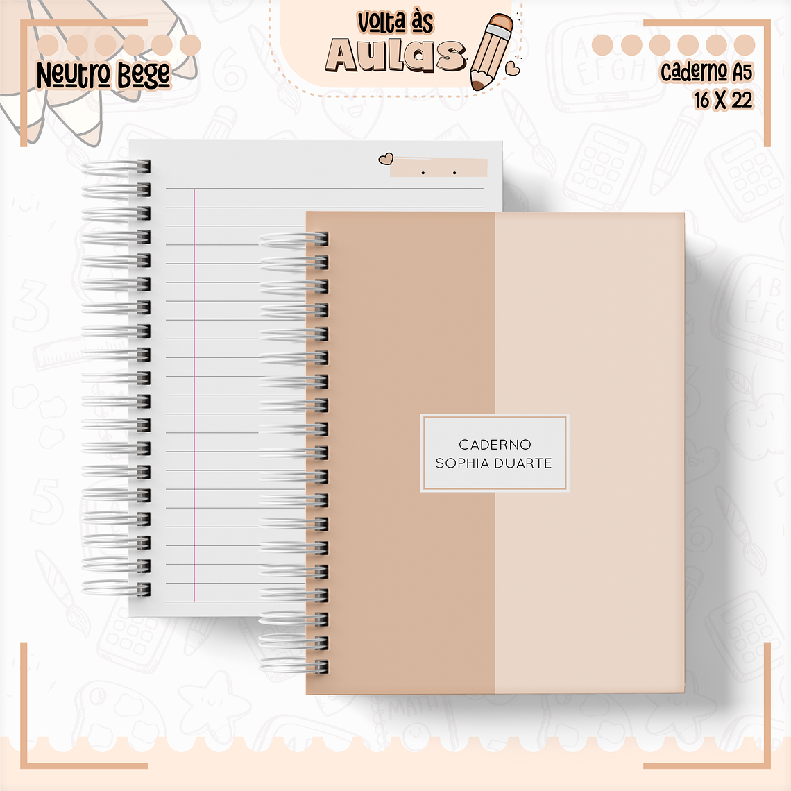 Arquivo Encadernação Kit Escolar - Neutro Bege 15