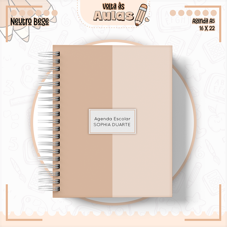 Arquivo Encadernação Kit Escolar - Neutro Bege 16