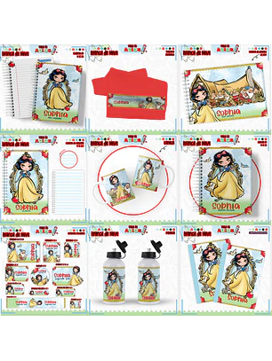 Arquivo Encadernação Kit Escolar - Branca de Neve