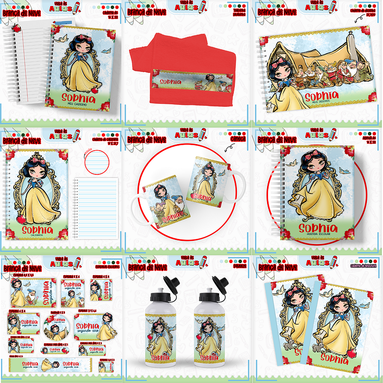 Arquivo Encadernação Kit Escolar - Branca de Neve 1