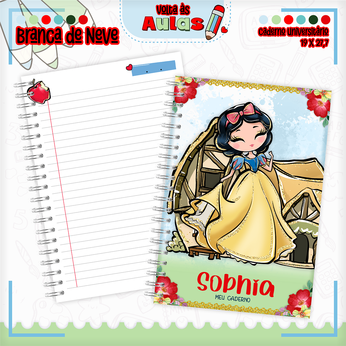 Arquivo Encadernação Kit Escolar - Branca de Neve 2