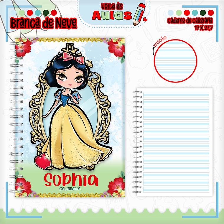 Arquivo Encadernação Kit Escolar - Branca de Neve 3