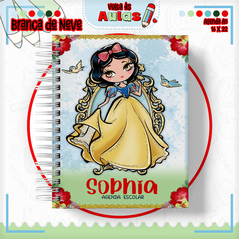 Arquivo Encadernação Kit Escolar - Branca de Neve 13