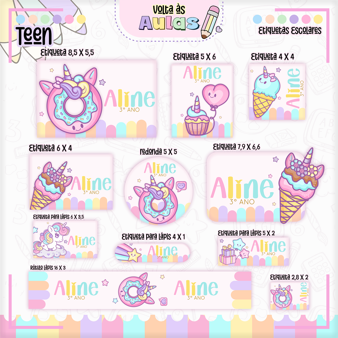 Arquivo Encadernação Kit Escolar - Teen Menina  11