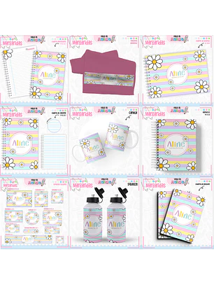 Arquivo Encadernação Kit Escolar - Margaridas