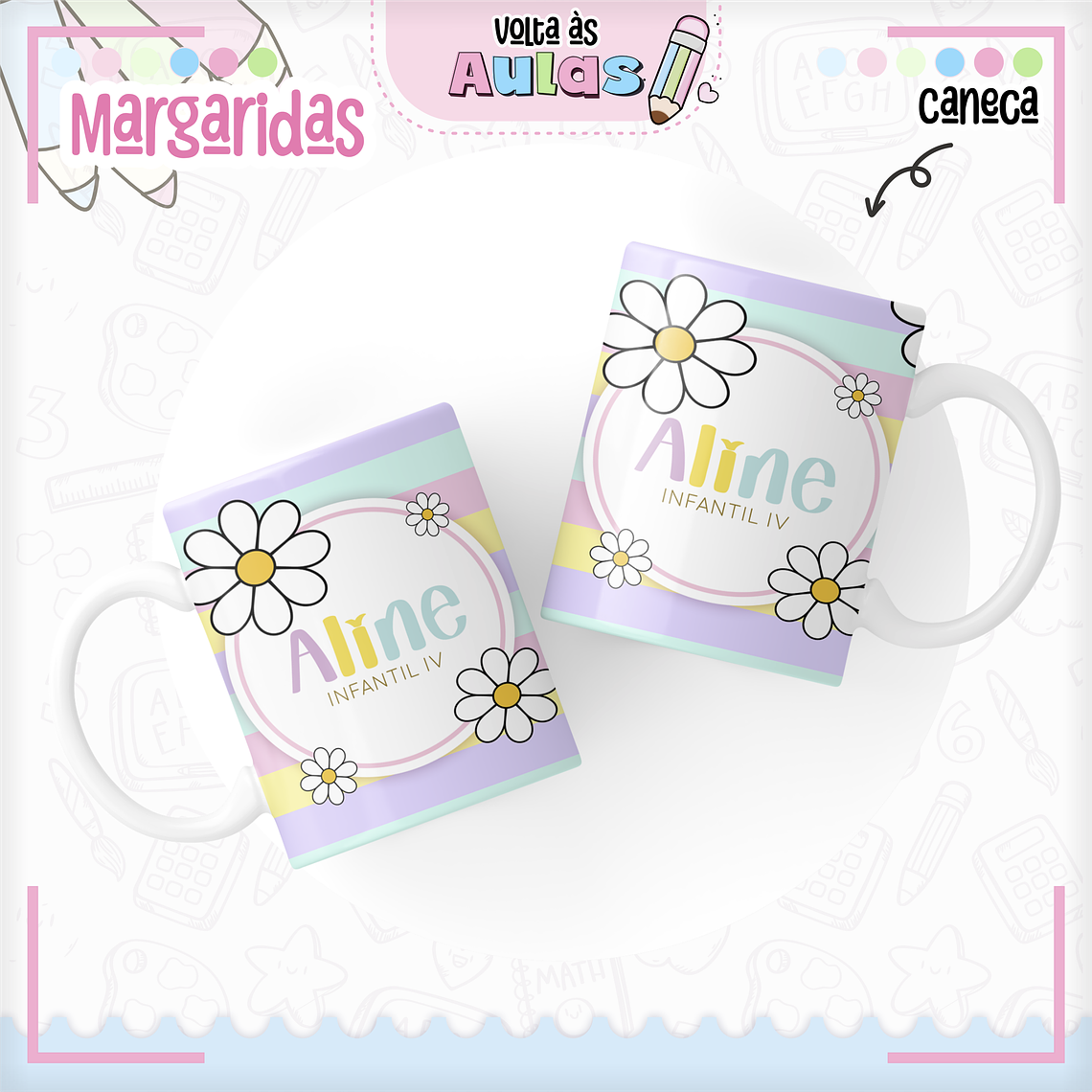 Arquivo Encadernação Kit Escolar - Margaridas 5