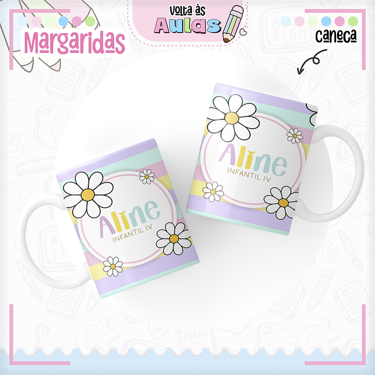 Arquivo Encadernação Kit Escolar - Margaridas 5