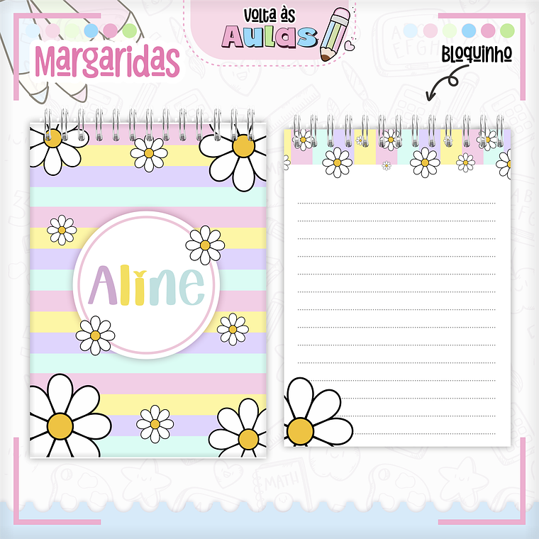 Arquivo Encadernação Kit Escolar - Margaridas 6