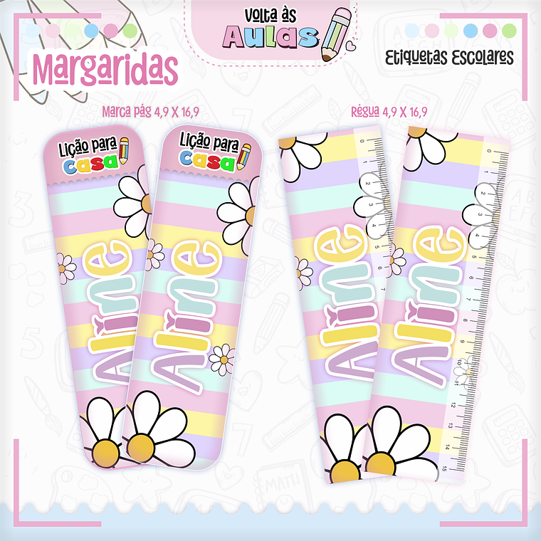 Arquivo Encadernação Kit Escolar - Margaridas 8