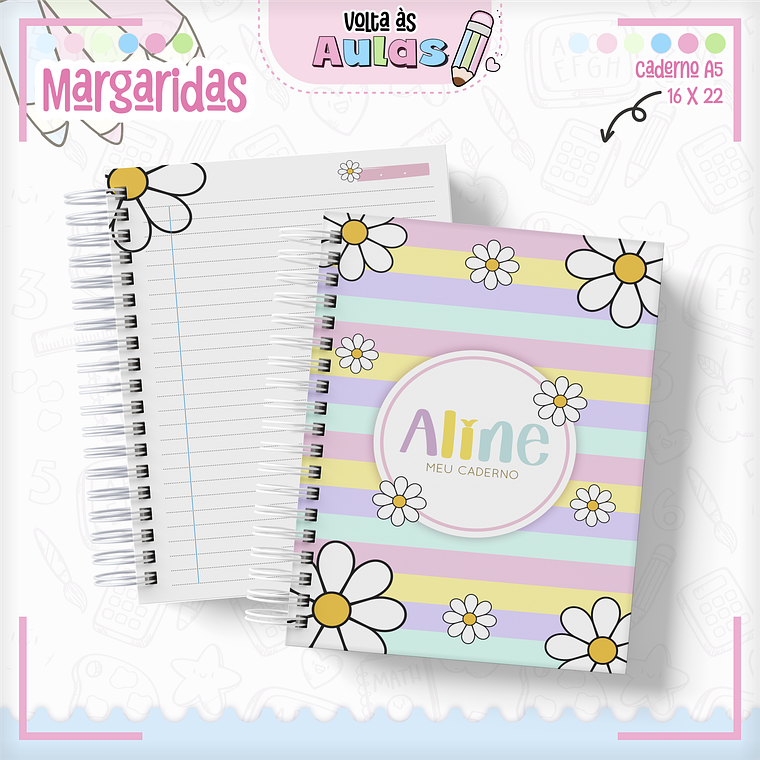 Arquivo Encadernação Kit Escolar - Margaridas 11