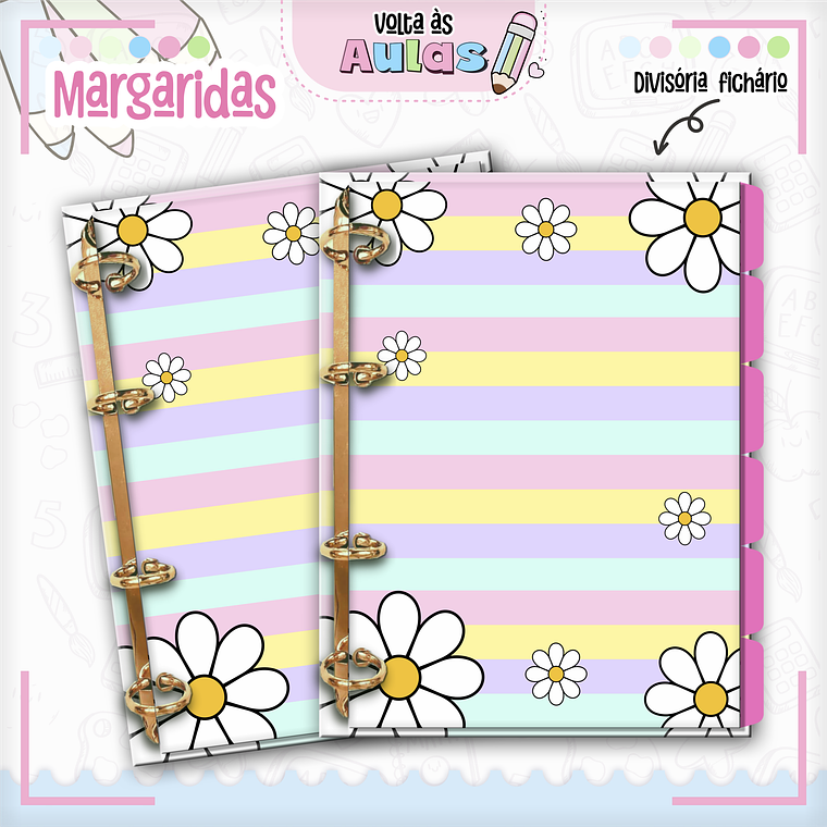 Arquivo Encadernação Kit Escolar - Margaridas 14
