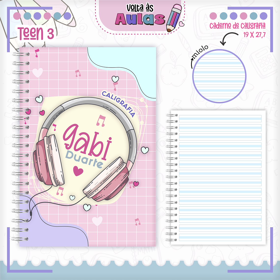 Arquivo Encadernação Kit Escolar - Teen Menina  2