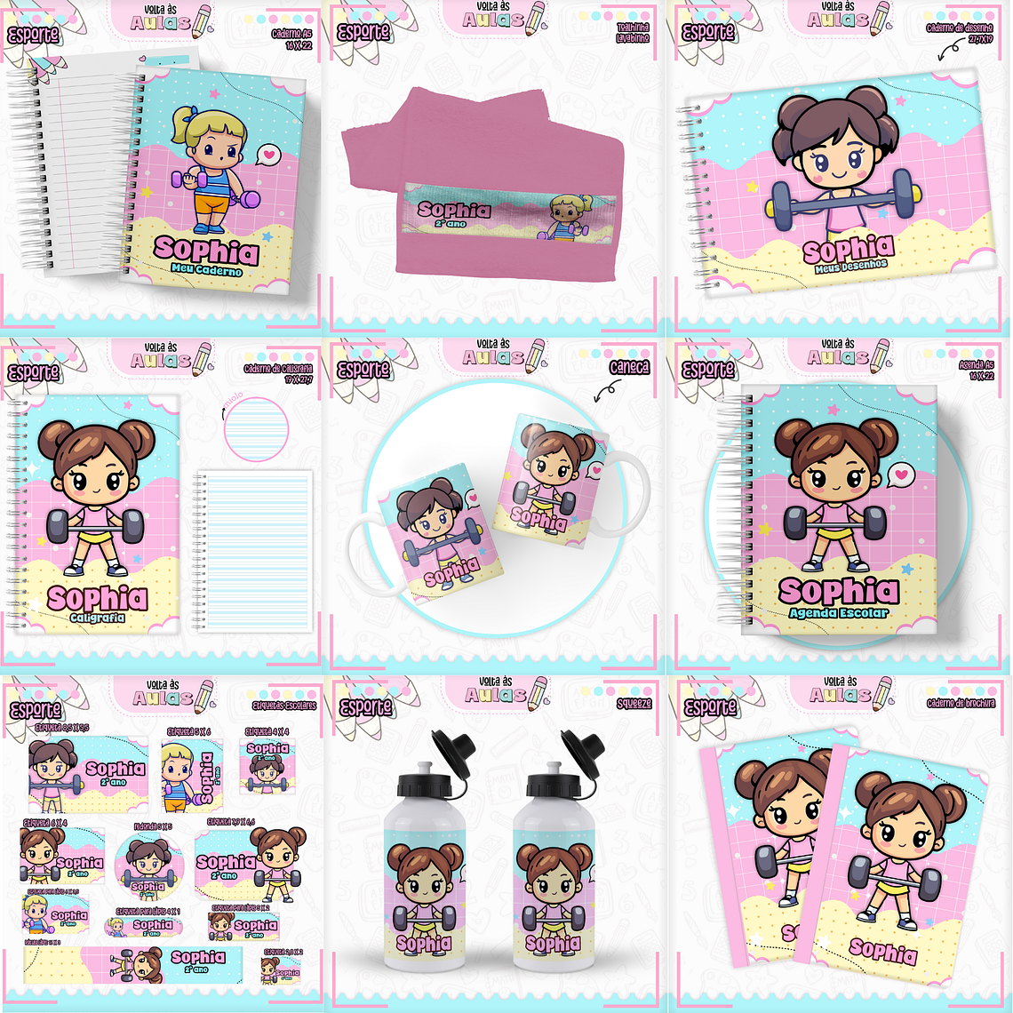 Arquivo Encadernação Kit Escolar - Esportes Menina 1