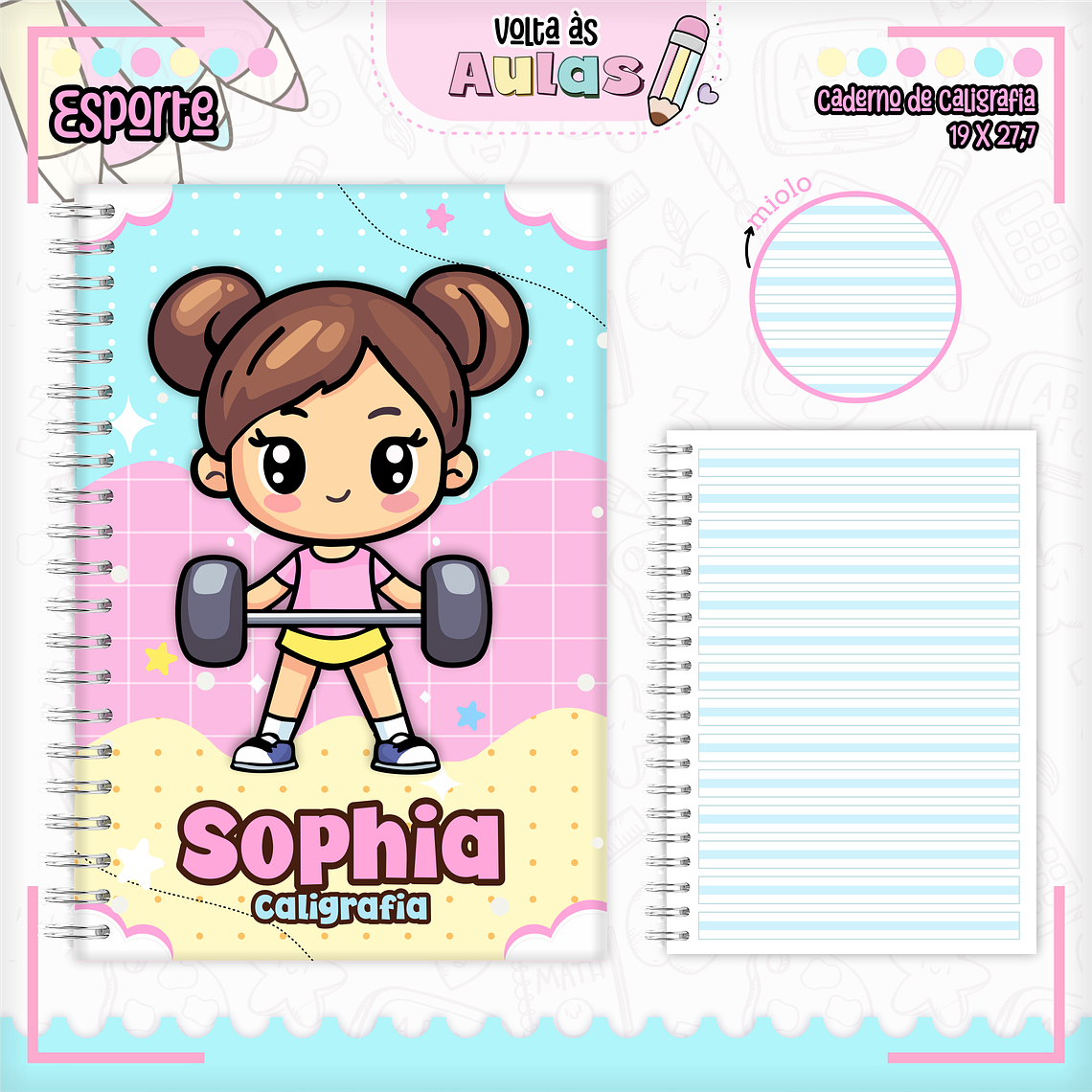 Arquivo Encadernação Kit Escolar - Esportes Menina 2
