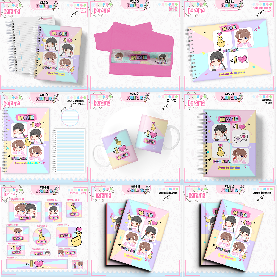 Arquivo Encadernação Kit Escolar - Dorama 1