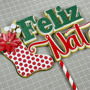  Arquivo Topo de Bolo Botinha de Natal