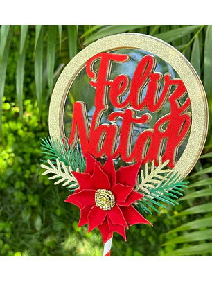  Arquivo Topo de Bolo Flor de Natal
