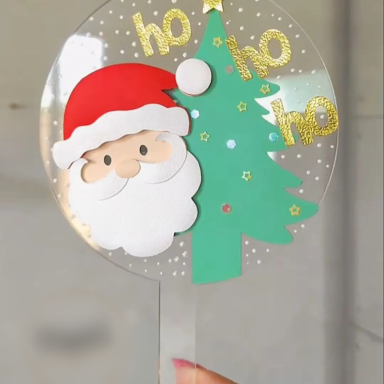 Arquivo de Corte Topo de Bolo Papai Noel Acrílico 1