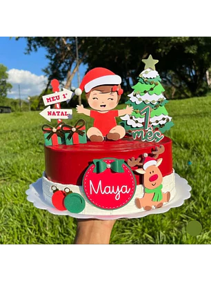 Arquivo Topo de Bolo Meu 1º Natal - Menina