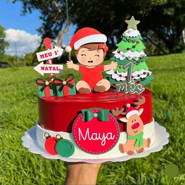 Arquivo Topo de Bolo Meu 1º Natal - Menina 1