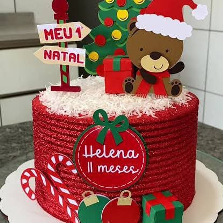 Arquivo Topo de Bolo Natal Meu primeiro Natal Urso 1
